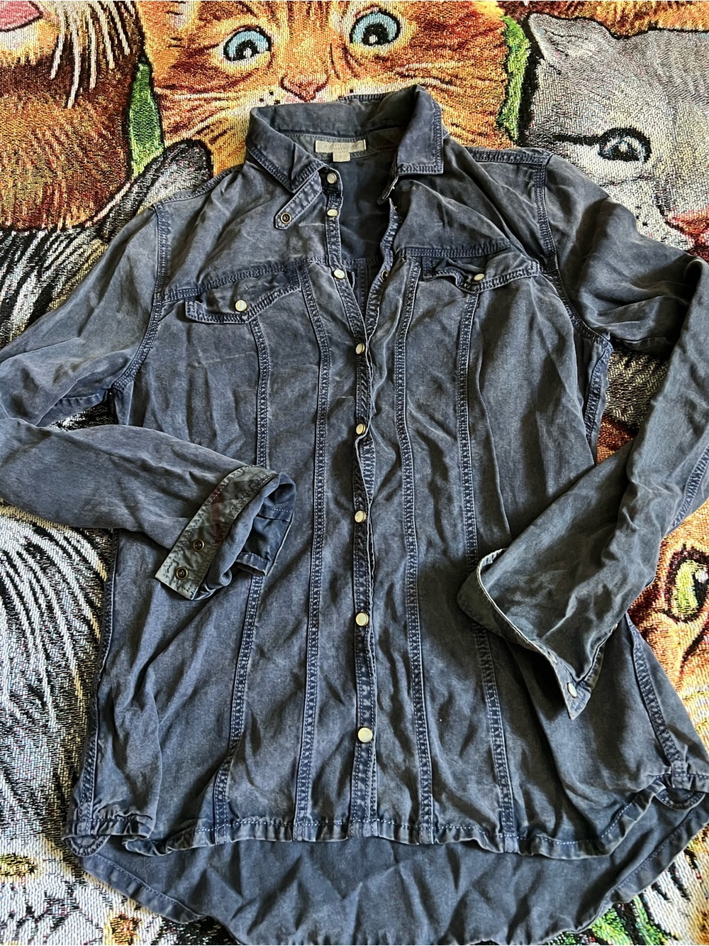 Burberry Navy Snap-Front Shirt